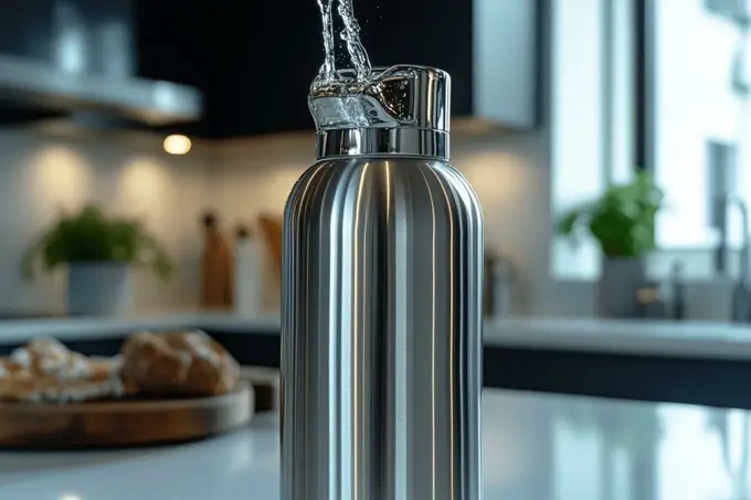 Bouteille isotherme avec bec verseur : Bouteille isotherme avec bec verseur pour un service facile et sans éclaboussures