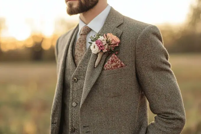 Costume témoin mariage champêtre : Look champêtre élégant avec un costume parfait pour un témoin