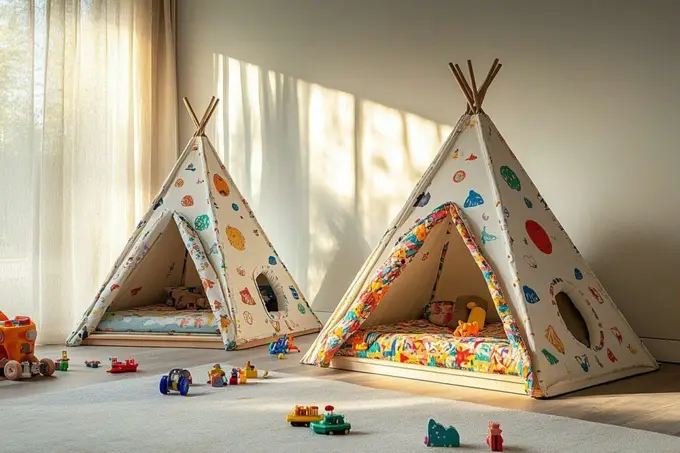 Lit tipi transformable en lit cabane : Polyvalence enfantine avec un lit tipi convertible en cabane