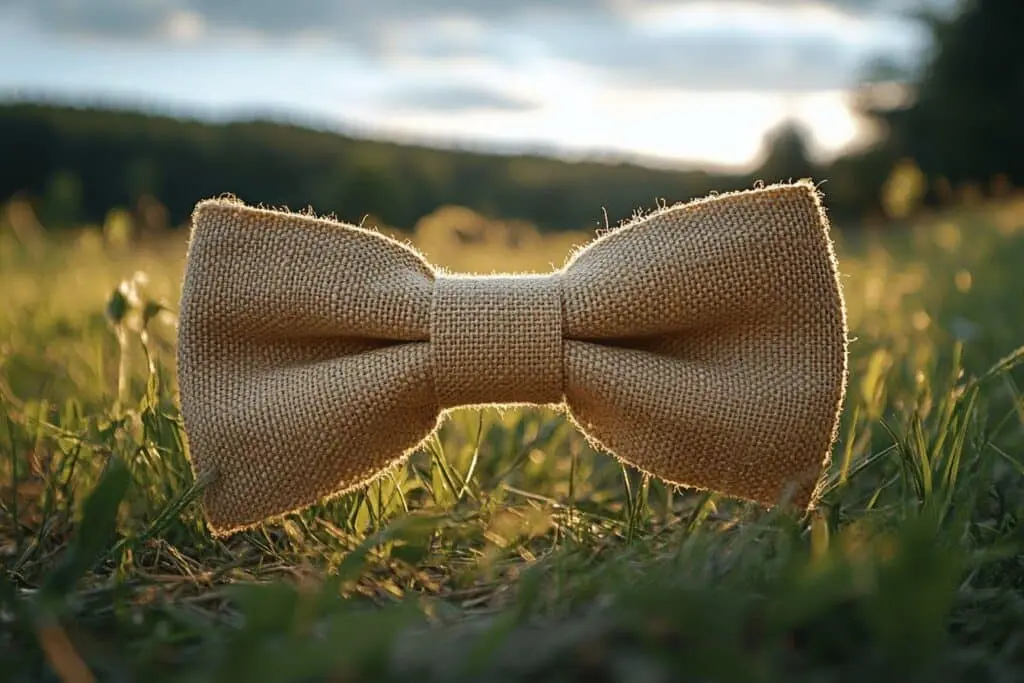 Nœud papillon en toile de jute : Esprit champêtre avec un nœud papillon en toile naturelle