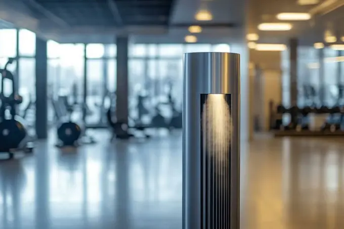 Rideau d’air chaud pour entrée de centre sportif : Rideau d’air chaud adapté aux entrées de centres sportifs