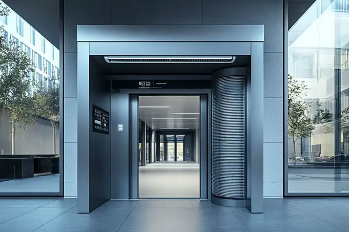Rideau d’air chaud pour porte piétonne : Rideau d’air chaud compact pour entrées à passage piéton