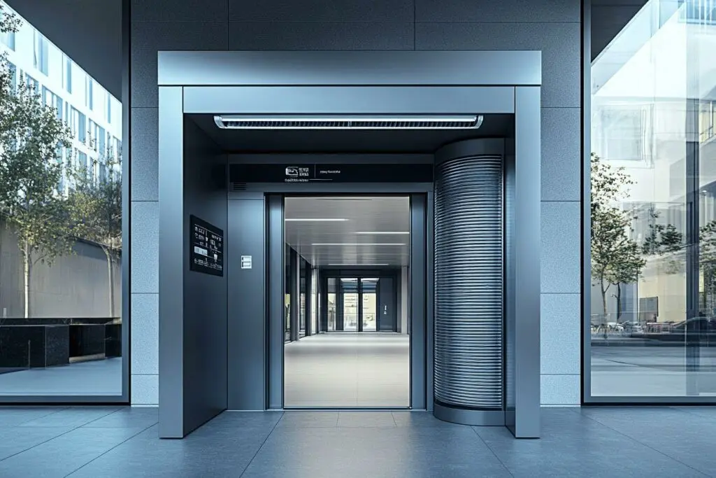 Rideau d’air chaud pour porte piétonne : Rideau d’air chaud compact pour entrées à passage piéton